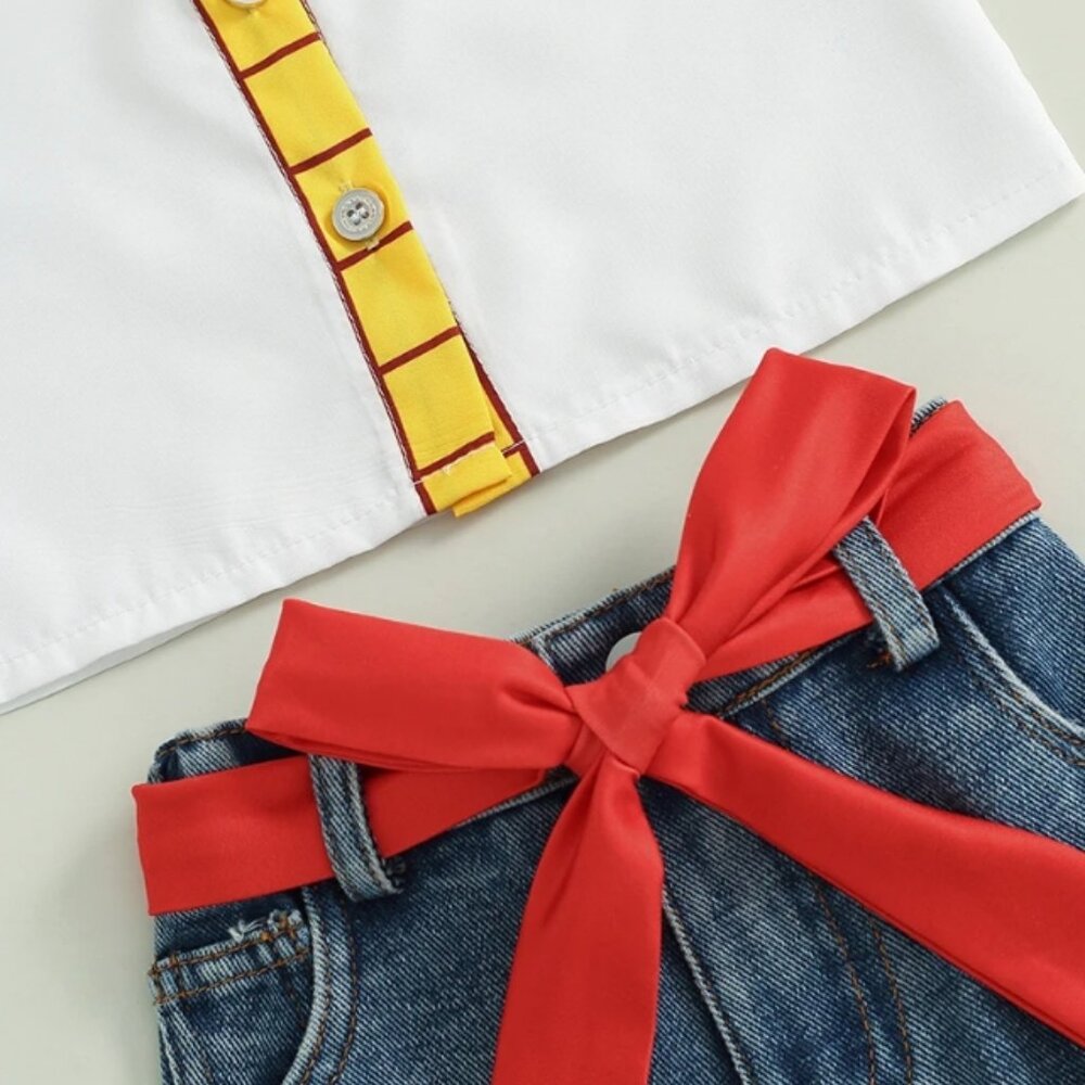 Toddler Jessie Cowgirl Costume Set with Denim Ruffle Skirt - Picture 5 of 8